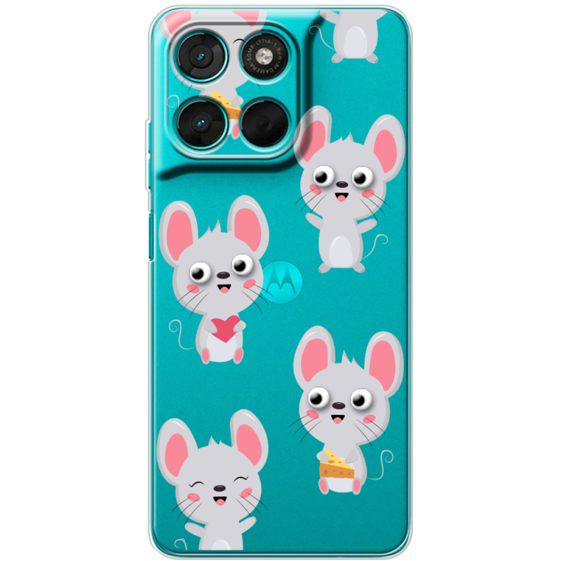 Прозорий чохол BoxFace Moto G77 с 3D-глазками Mouse