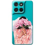 Прозорий чохол BoxFace Moto G77 Девушка с Пионами