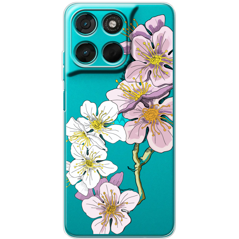 Прозорий чохол BoxFace Moto G77 Cherry Blossom
