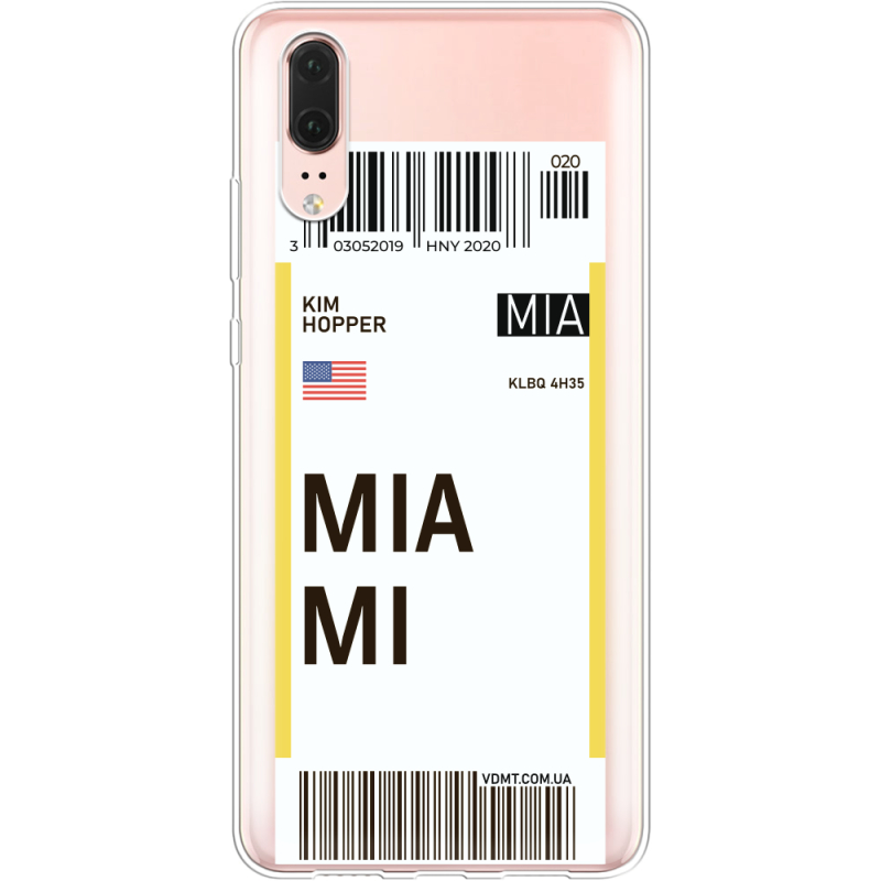 Прозрачный чехол Uprint Huawei P20 Ticket Miami