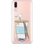 Прозрачный чехол Uprint Huawei P20 Segull in Cofee Pool