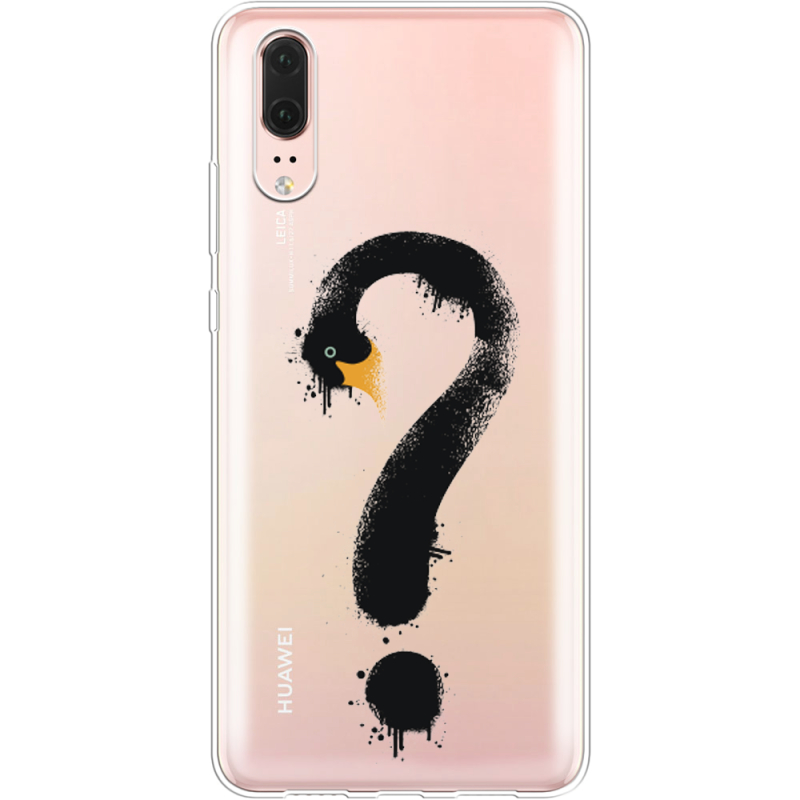 Прозрачный чехол Uprint Huawei P20 Swan question