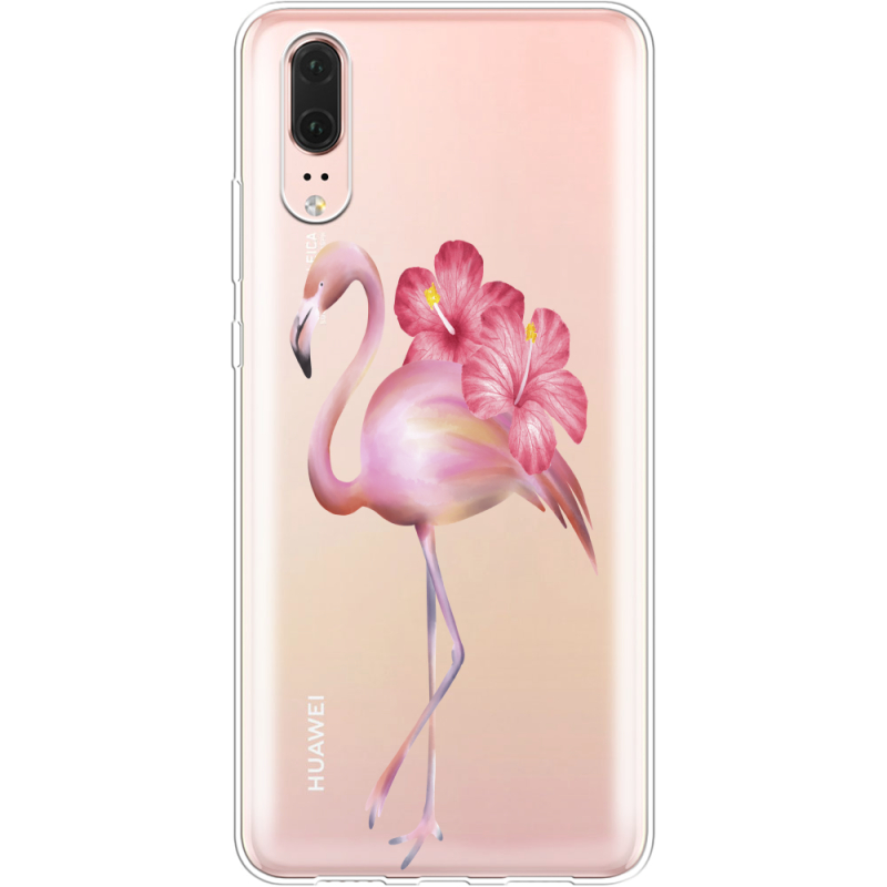 Прозрачный чехол Uprint Huawei P20 Floral Flamingo