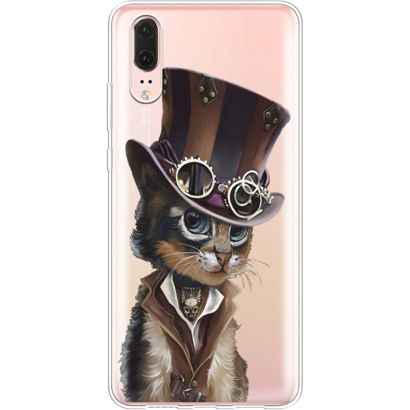 Прозрачный чехол Uprint Huawei P20 Steampunk Cat