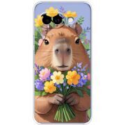 Прозорий чохол BoxFace Google Pixel 10A Капибара з квітами