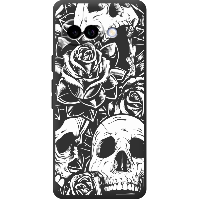 Чорний чохол BoxFace Google Pixel 10A Skull and Roses