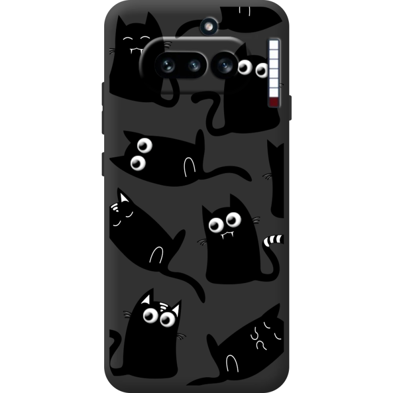 Прозорий чохол BoxFace Nothing Phone (4a) с 3D-глазками Black Kitty