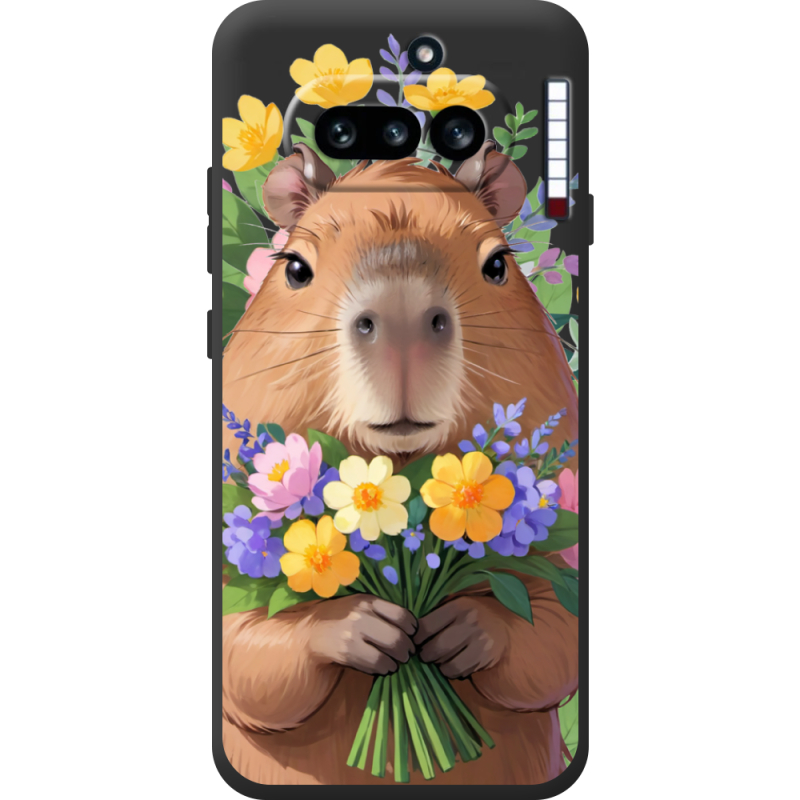 Прозорий чохол BoxFace Nothing Phone (4a) Капибара з квітами