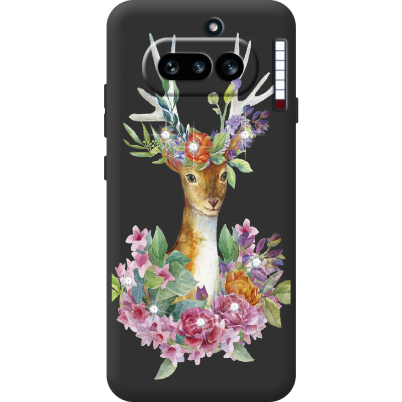 Чохол зі стразами Nothing Phone (4a) Deer with flowers