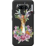 Чохол зі стразами Nothing Phone (4a) Deer with flowers