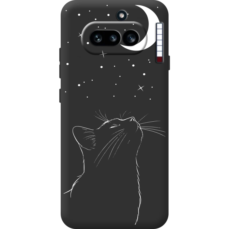 Чорний чохол BoxFace Nothing Phone (4a) Місячний кіт