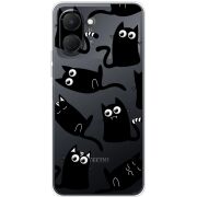 Прозорий чохол BoxFace Tecno Spark Go 3 с 3D-глазками Black Kitty