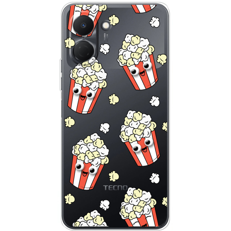 Прозорий чохол BoxFace Tecno Spark Go 3 с 3D-глазками Popcorn