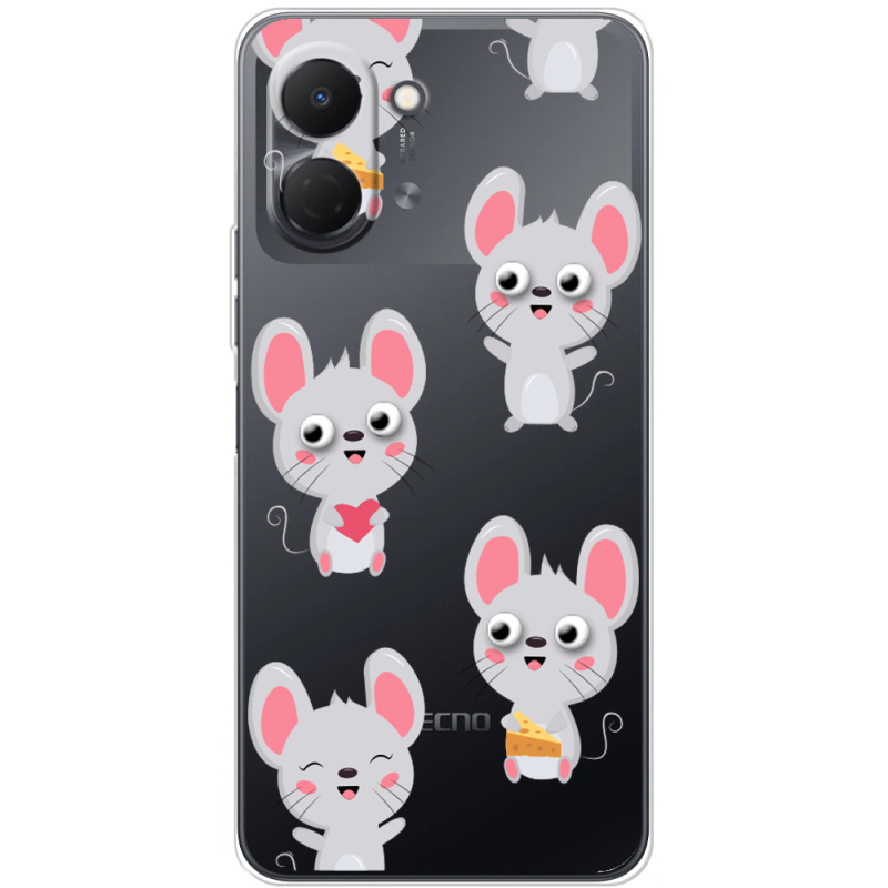 Прозорий чохол BoxFace Tecno Spark Go 3 с 3D-глазками Mouse