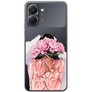 Прозорий чохол BoxFace Tecno Spark Go 3 Девушка с Пионами