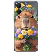 Прозорий чохол BoxFace Tecno Spark Go 3 Капибара з квітами