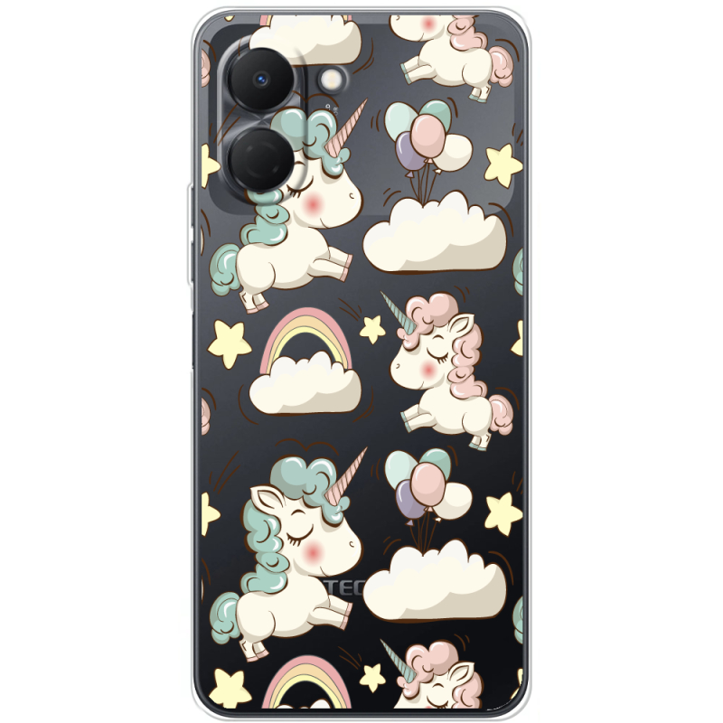 Прозорий чохол BoxFace Tecno Spark Go 3 Unicorns