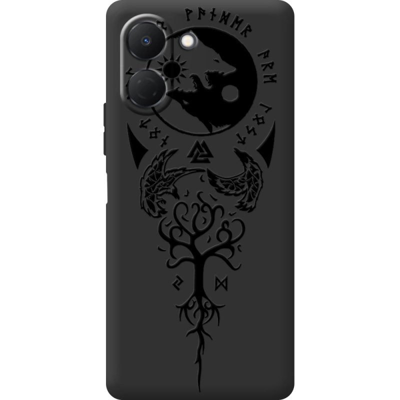 Чорний чохол BoxFace Tecno Spark Go 3 Hugin and Munin
