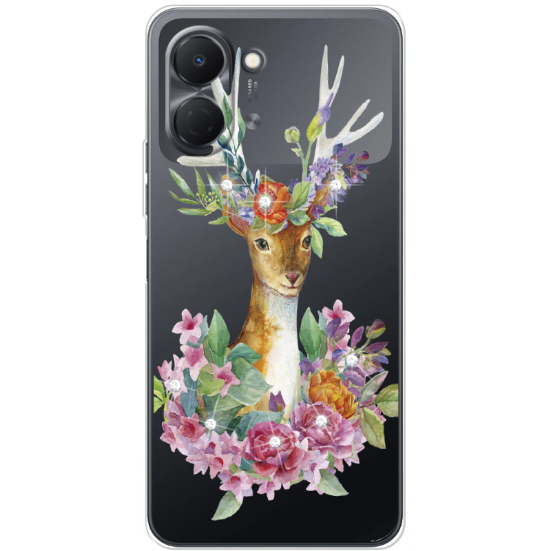 Чохол зі стразами Tecno Spark Go 3 Deer with flowers