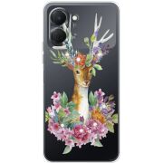Чохол зі стразами Tecno Spark Go 3 Deer with flowers