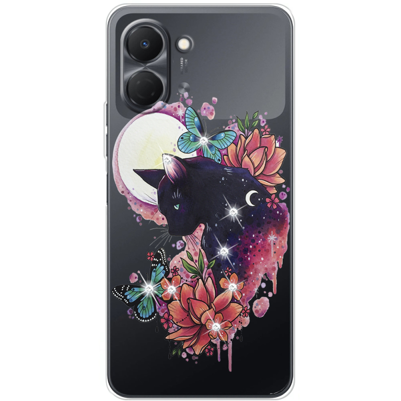 Чохол зі стразами Tecno Spark Go 3 Cat in Flowers