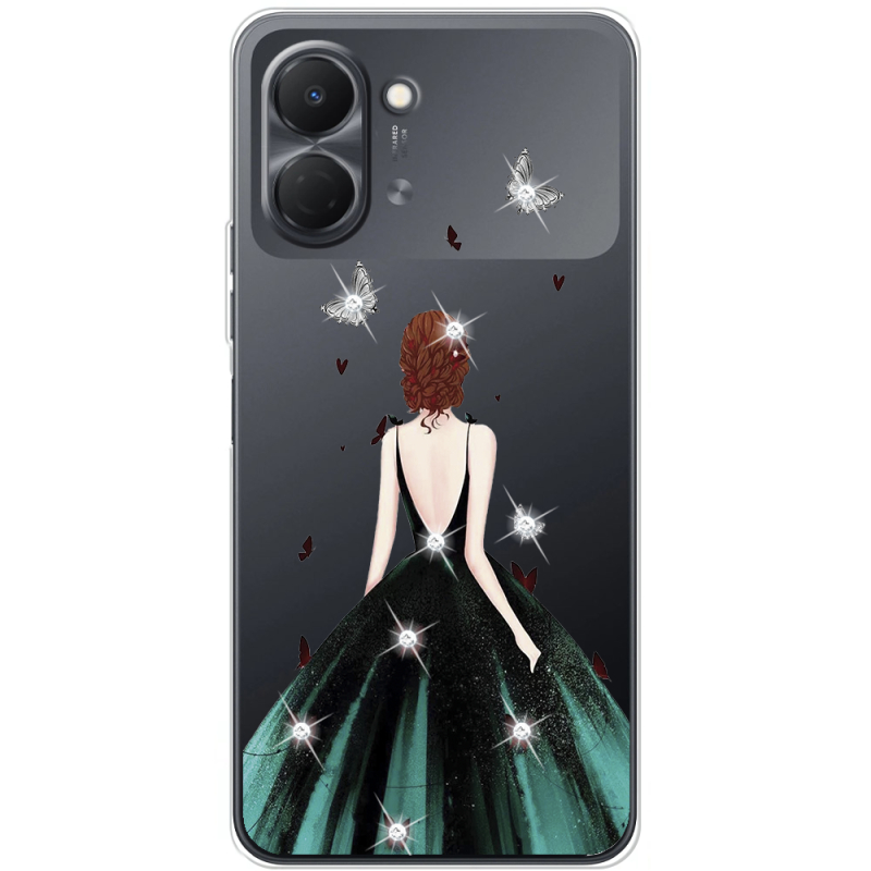 Чохол зі стразами Tecno Spark Go 3 Girl in the green dress