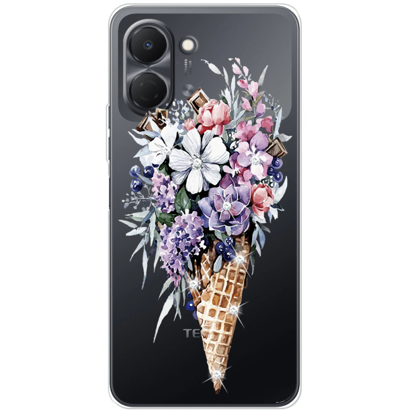 Чохол зі стразами Tecno Spark Go 3 Ice Cream Flowers