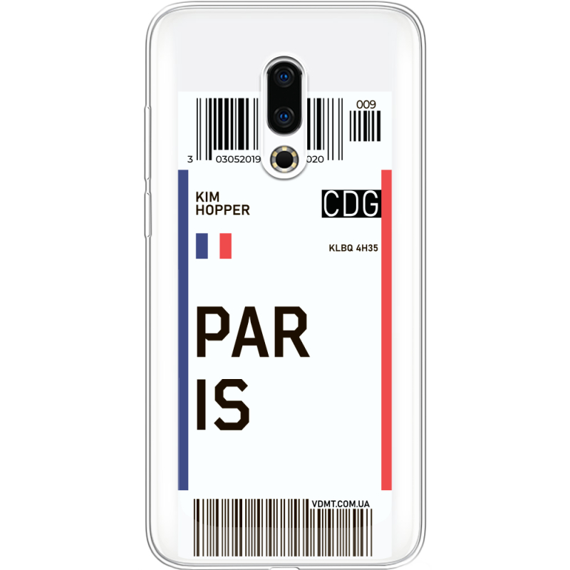 Прозрачный чехол Uprint Meizu 16 Plus Ticket Paris