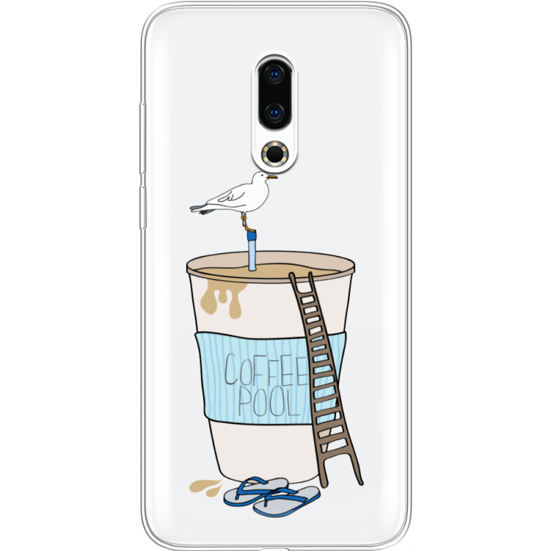 Прозрачный чехол Uprint Meizu 16 Plus Segull in Cofee Pool