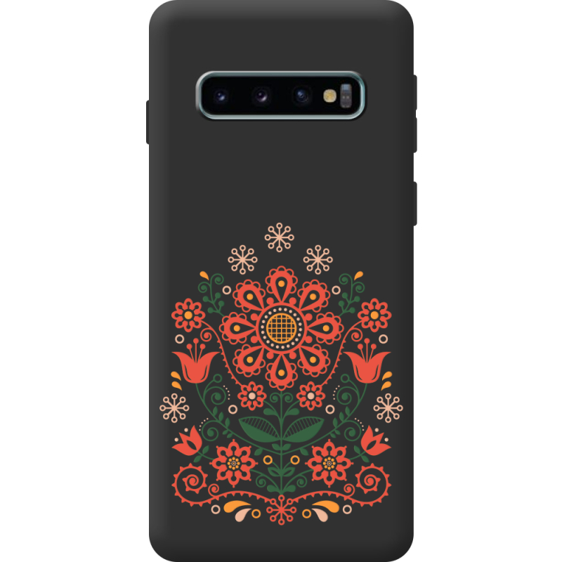 Чорний чохол BoxFace Samsung Galaxy S10 Plus (G975) Ukrainian Ornament