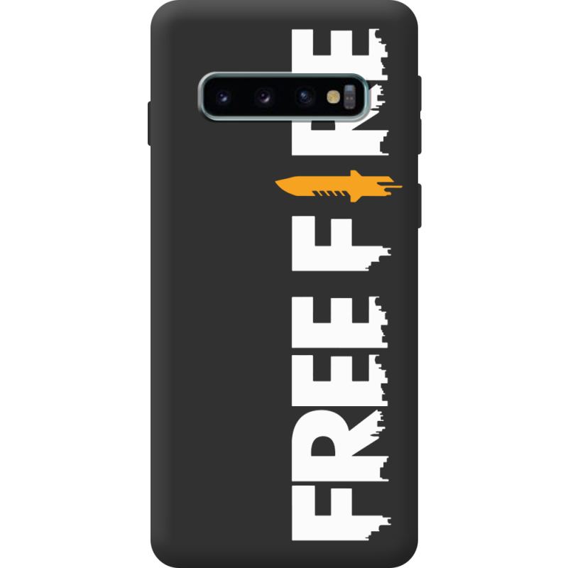 Чорний чохол BoxFace Samsung Galaxy S10 Plus (G975) Free Fire White Logo
