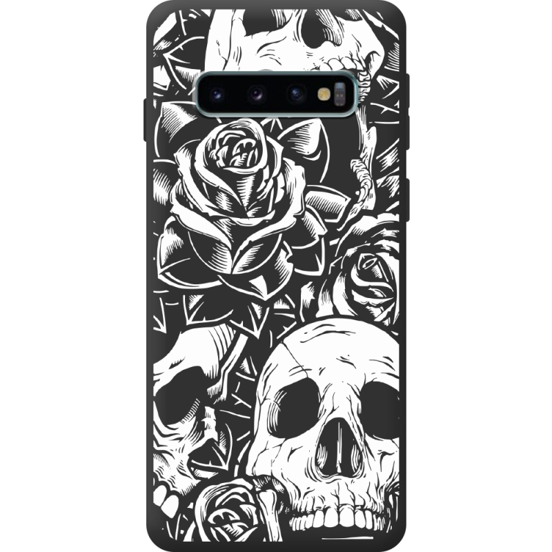 Чорний чохол BoxFace Samsung Galaxy S10 Plus (G975) Skull and Roses