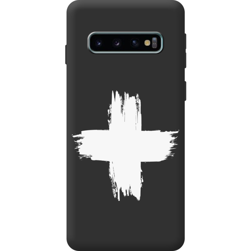 Чорний чохол BoxFace Samsung Galaxy S10 Plus (G975) Білий хрест ЗСУ