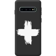 Чорний чохол BoxFace Samsung Galaxy S10 Plus (G975) Білий хрест ЗСУ
