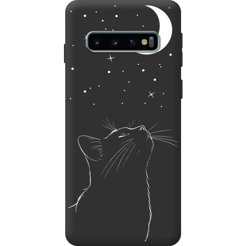 Чорний чохол BoxFace Samsung Galaxy S10 Plus (G975) Місячний кіт