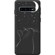 Чорний чохол BoxFace Samsung Galaxy S10 Plus (G975) Місячний кіт