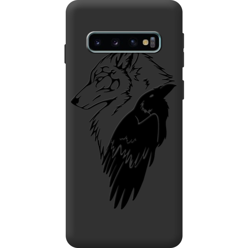 Чорний чохол BoxFace Samsung Galaxy S10 Plus (G975) Wolf and Raven