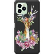 Чехол со стразами Oukitel C21 Pro Deer with flowers