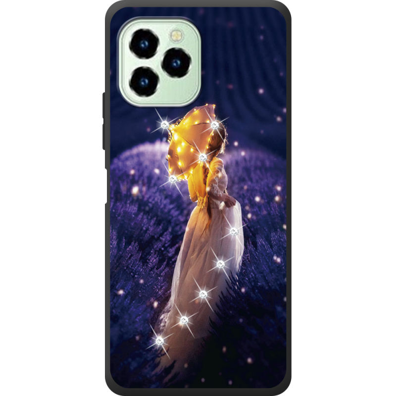Чехол со стразами Oukitel C21 Pro Girl with Umbrella