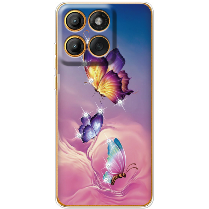 Чохол зі стразами Moto Edge 70 Fusion Butterflies