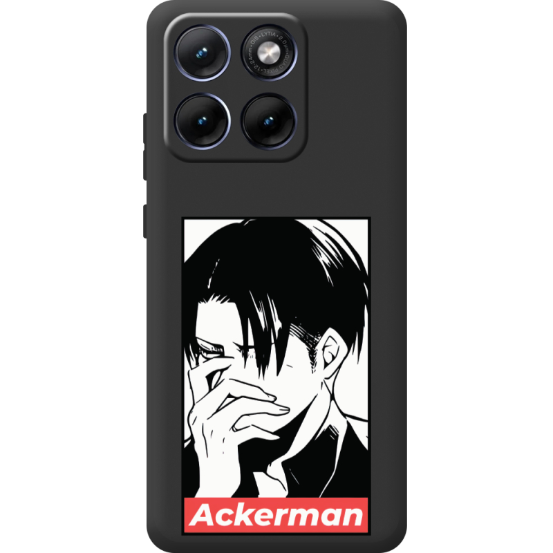 Чорний чохол BoxFace Moto Edge 70 Fusion Attack On Titan - Ackerman
