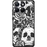 Чорний чохол BoxFace Moto Edge 70 Fusion Skull and Roses