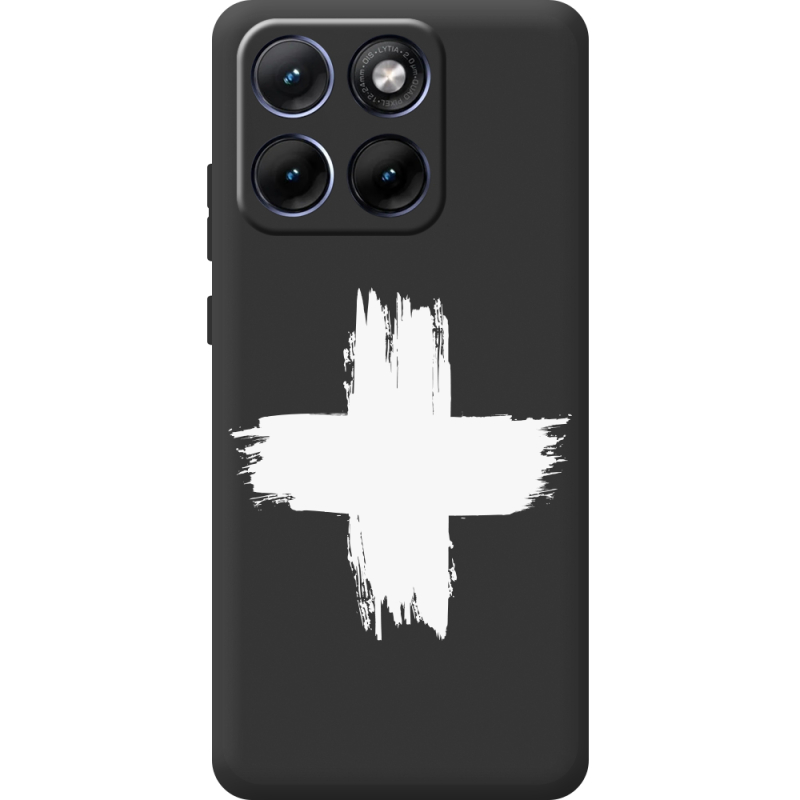 Чорний чохол BoxFace Moto Edge 70 Fusion Білий хрест ЗСУ