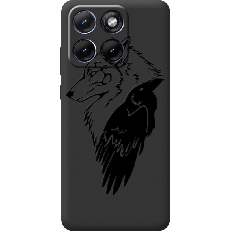 Чорний чохол BoxFace Moto Edge 70 Fusion Wolf and Raven