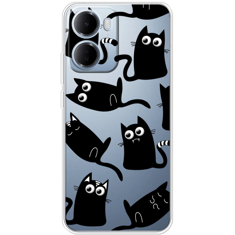 Прозорий чохол BoxFace Xiaomi Redmi 15A с 3D-глазками Black Kitty