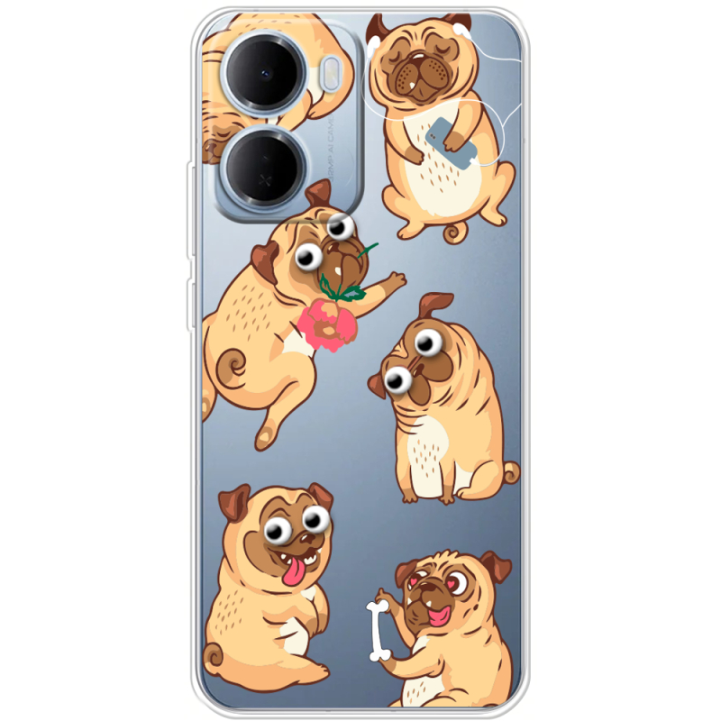 Прозорий чохол BoxFace Xiaomi Redmi 15A с 3D-глазками Pug