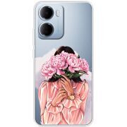 Прозорий чохол BoxFace Xiaomi Redmi 15A Девушка с Пионами