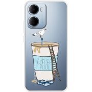 Прозорий чохол BoxFace Xiaomi Redmi 15A Segull in Cofee Pool
