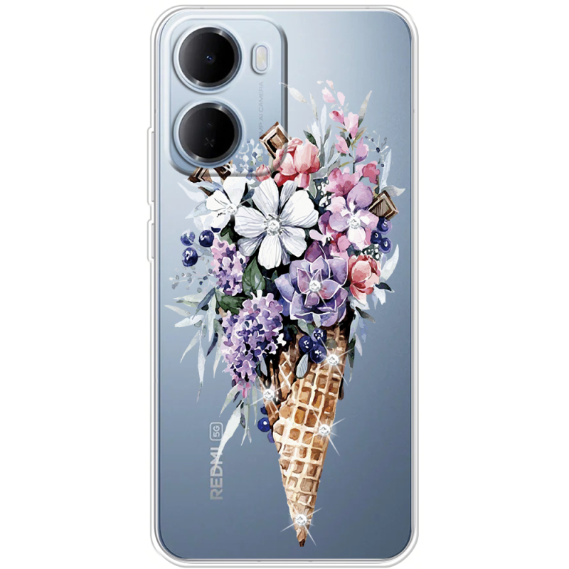 Чохол зі стразами Xiaomi Redmi 15A Ice Cream Flowers
