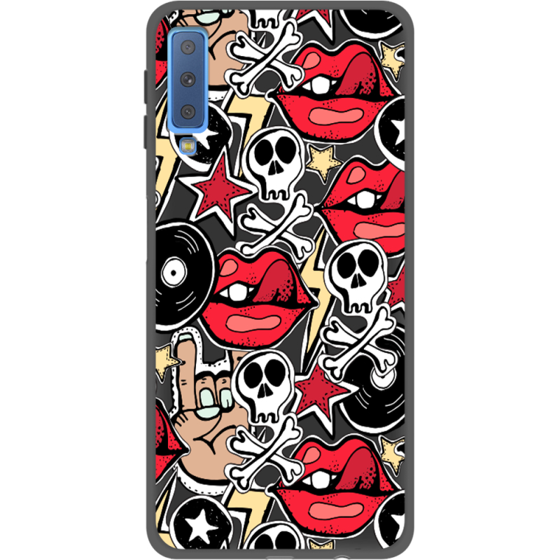 Черный чехол Uprint Samsung A750 Galaxy A7 2018 Rock Graffiti